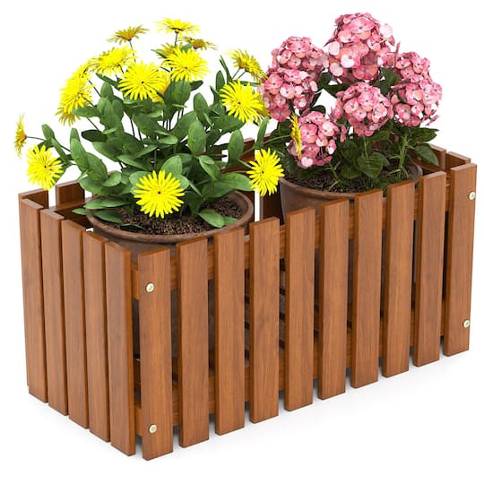Costway 25" x 12" Solid Wood Slat Style Outdoor Flower Planter Box, 2ct.